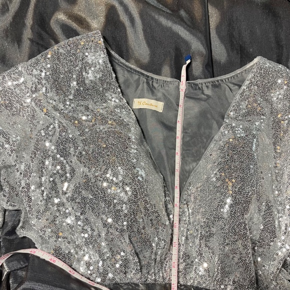TS Couture Ladies Silver Gray Prom, Ball, Formal Maxi Gown. Bling, Glittery NWT - Picture 10 of 16